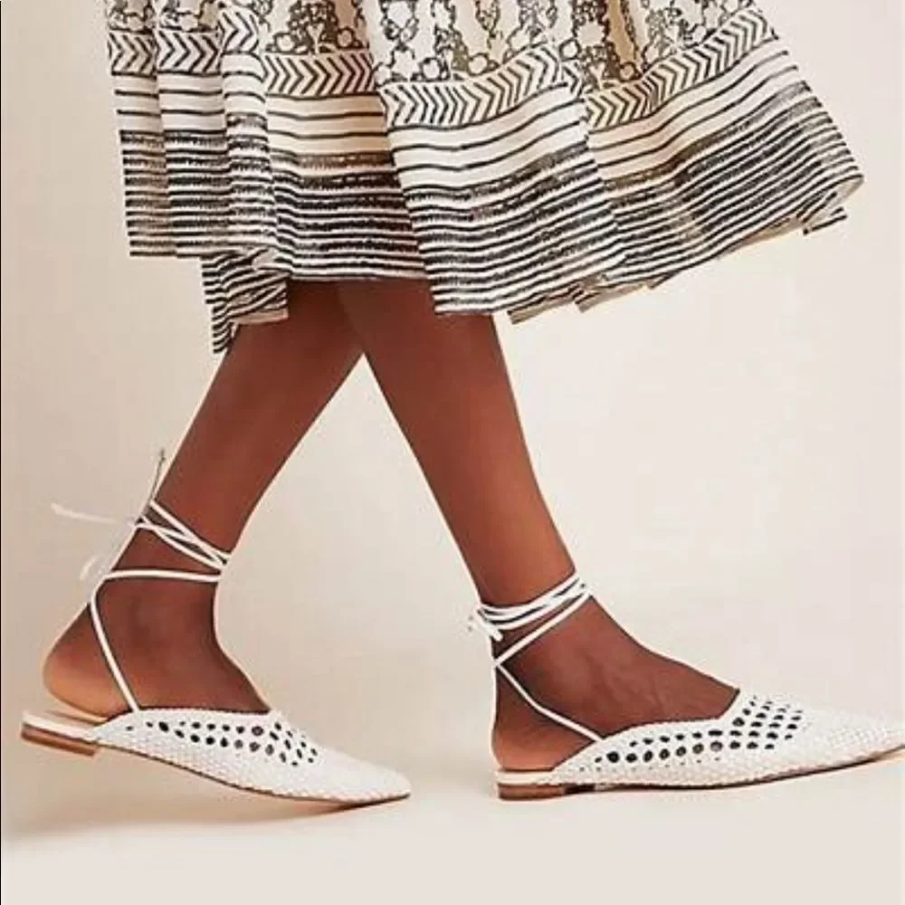 NWOB Anthropologie Marino Ankle-Tie Flats Size 7.5